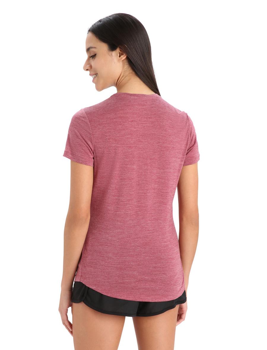 Women's Icebreaker Merino Sphere II Short Sleeve T Shirts Cherry Heather | CA 1380FDNM